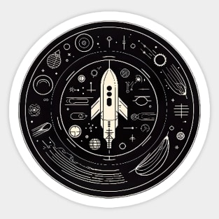 Retro Spaceship Rocket - Vintage Sci-Fi Design Sticker